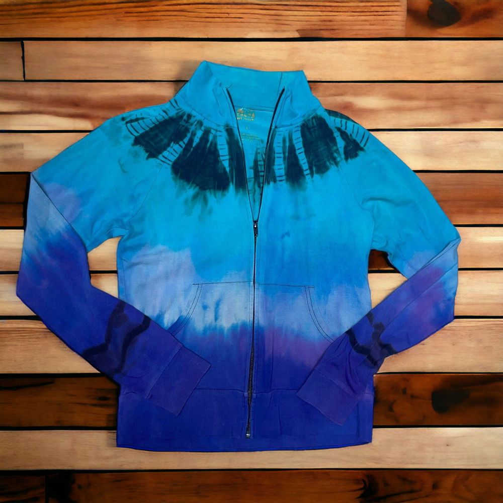 Art of Cloth S Tie Dye Art to Wear Lagenlook Zip Front Track Athletic Jacket
